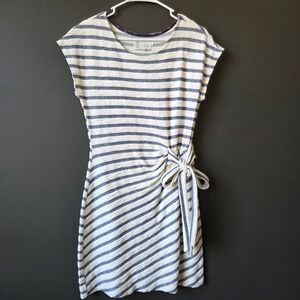 Saturday Sunday Anthropologie Striped Side Tie Terry Knit Dress Blue White Small